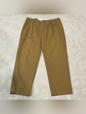 Polo Ralph Lauren Andrew Pant Khaki Pleated Cotton Chino Dress Pants 36 X 29